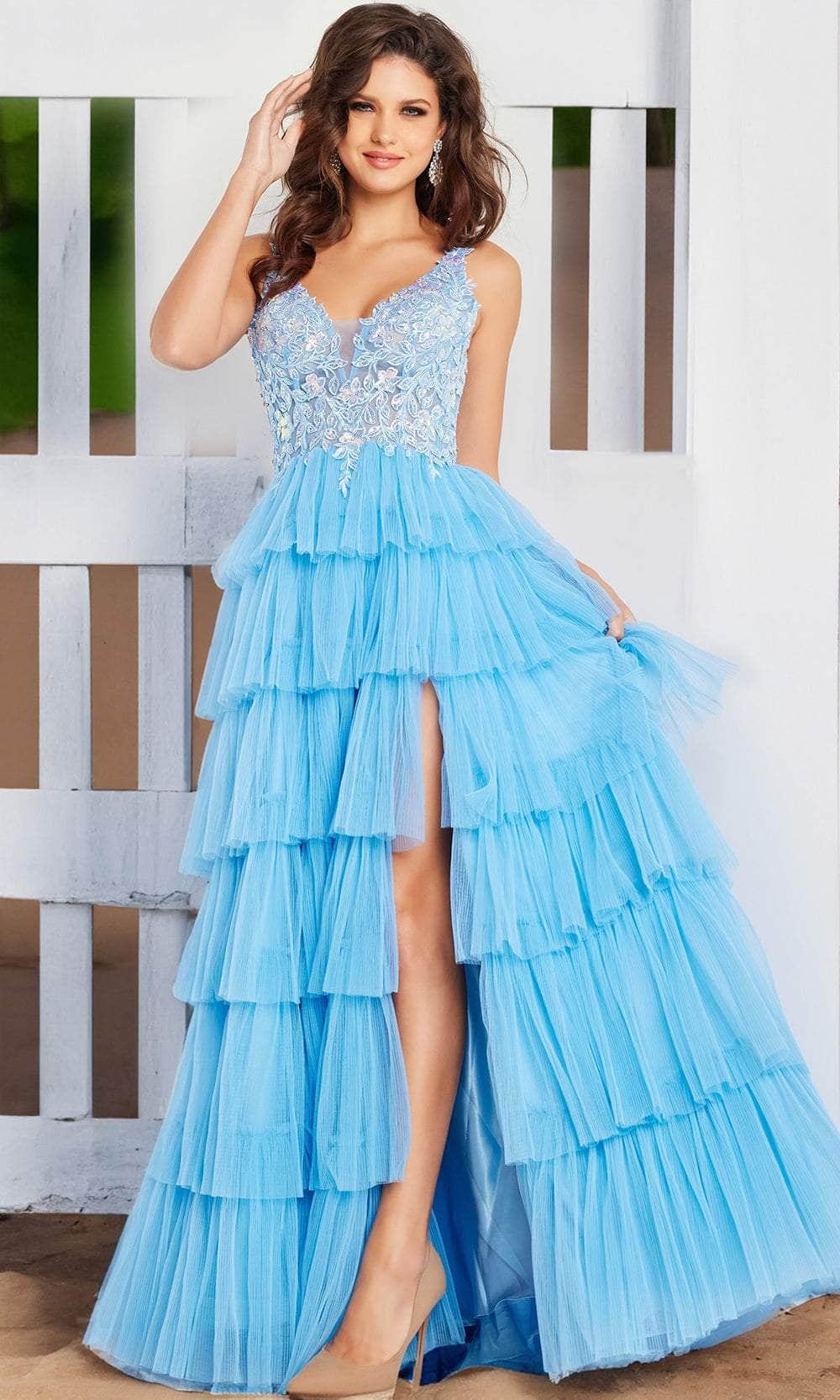 Jovani 37632 - Embroidered V-Neck Prom Dress Prom Dresses