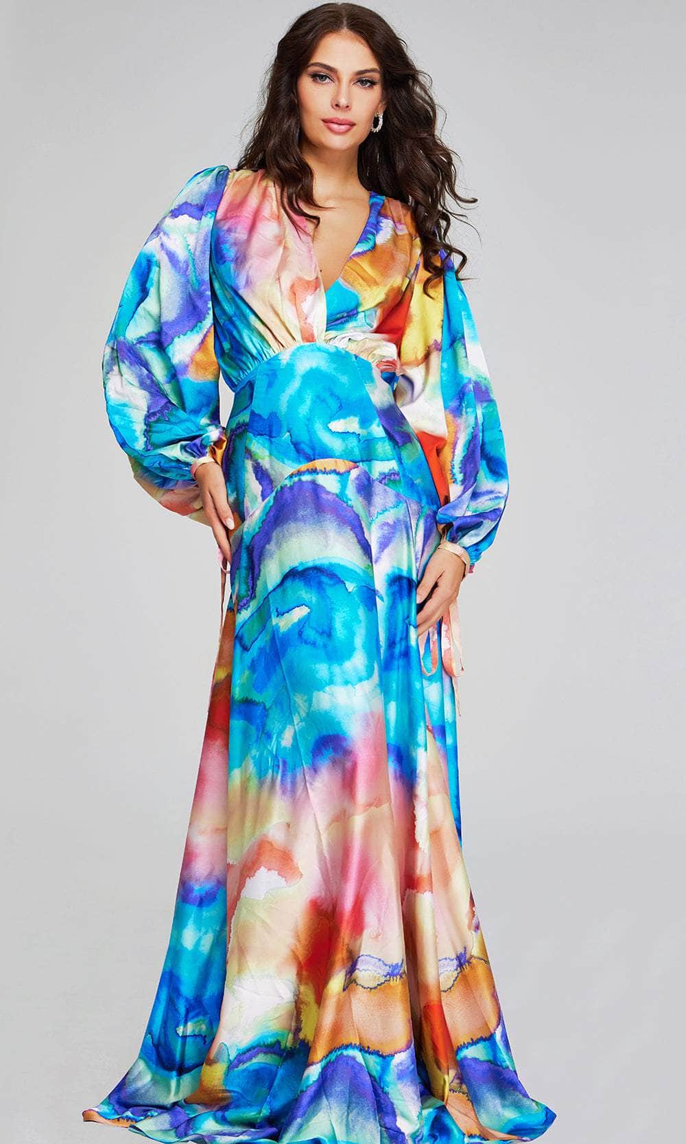 Jovani 37669 - Surplice V-Neck Multicolor Evening Gown Special Occasion Dress