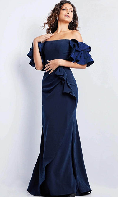 Jovani 37674SC - Ruffled Off-Shoulder Prom Gown Special Occasion Dresses