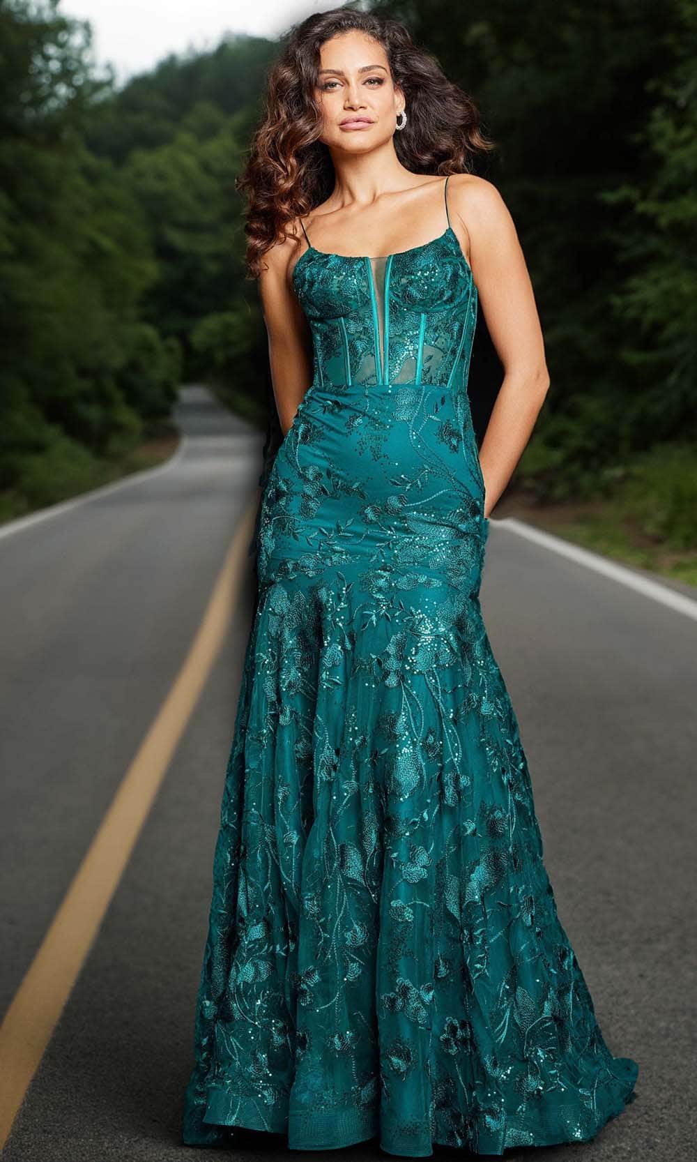 Jovani 38004 - Floral Embroidered Prom Gown Special Occasion Dress