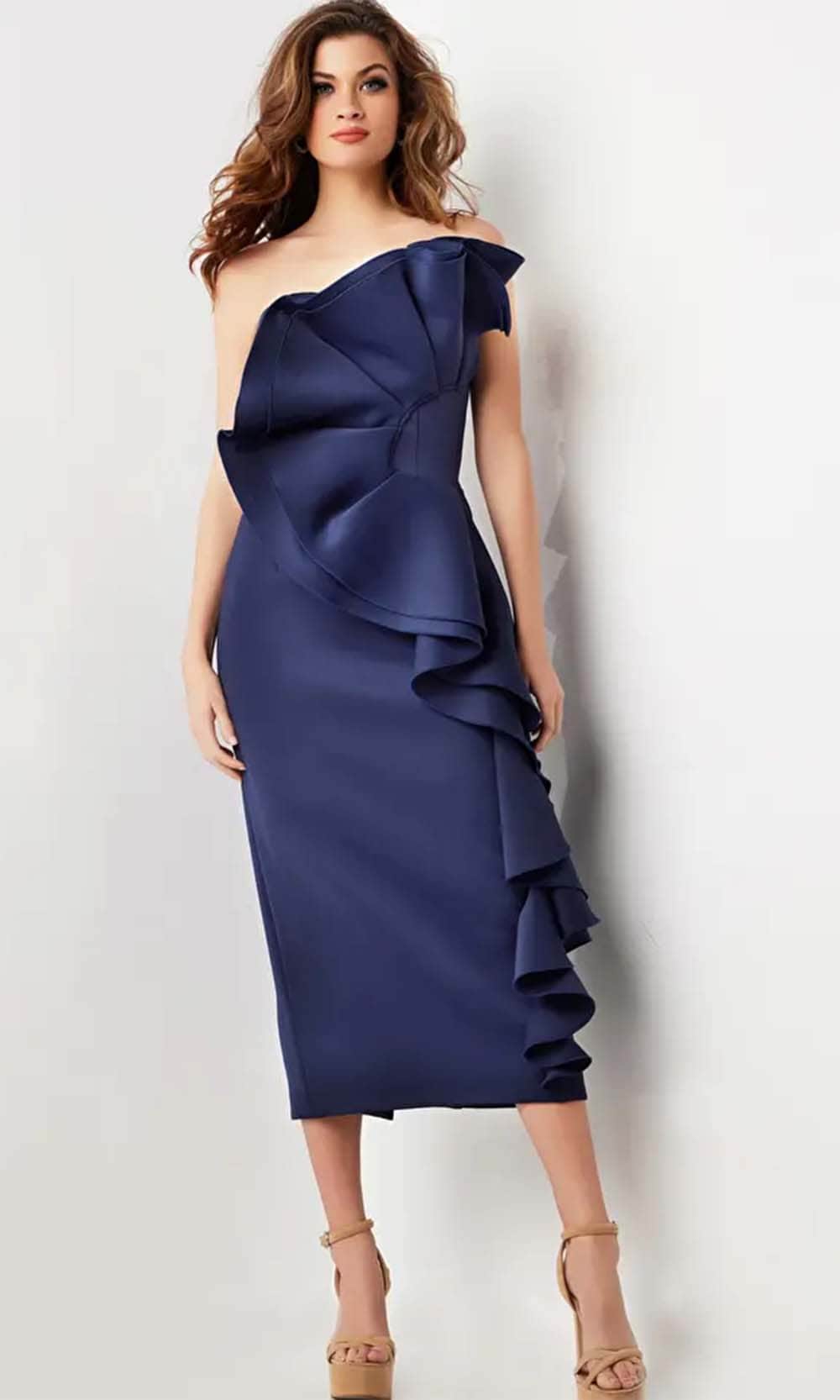 Jovani 38187 - Strapless Ruffle Accented Formal Dress Homecoming Dresses