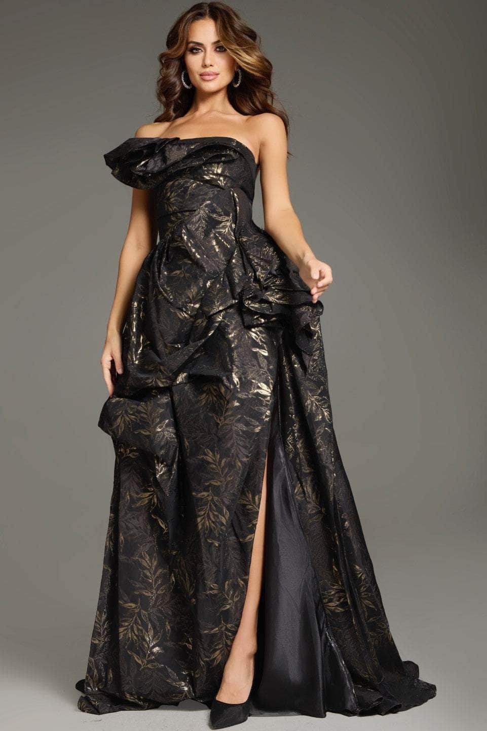 Jovani 38265 - Strapless Ruffle Detailed Prom Gown Formal Gowns
