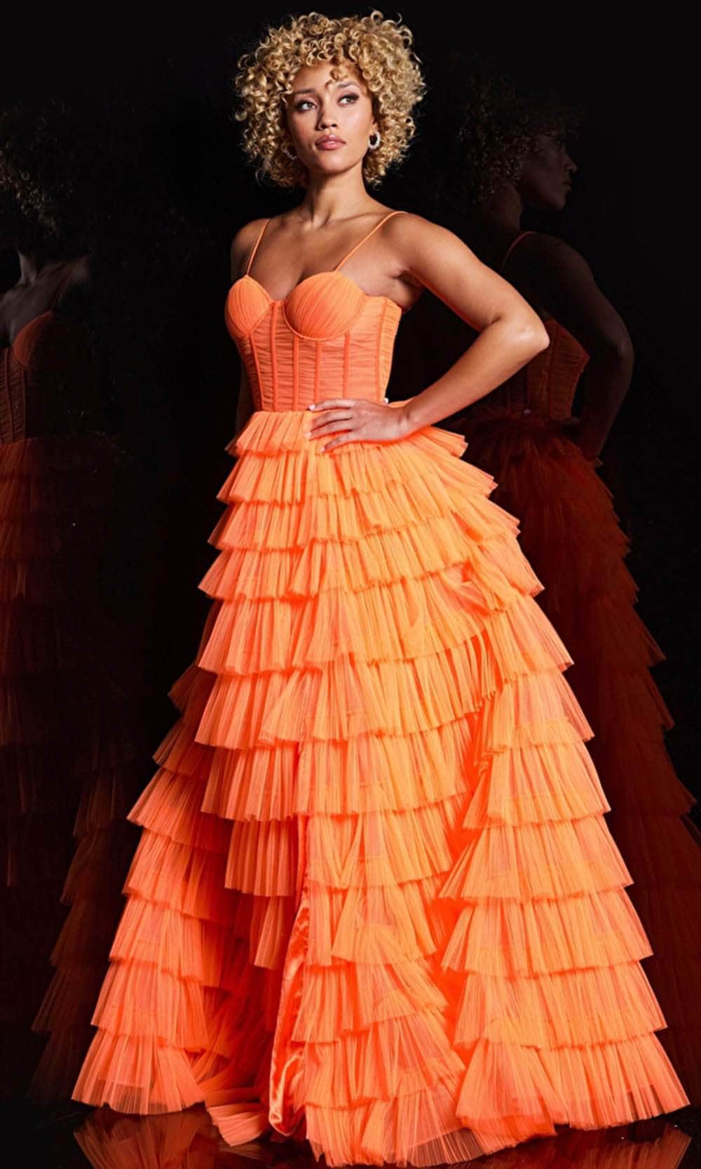 Jovani 38277 - Tulle Tiered A-line Gown Prom Dresses