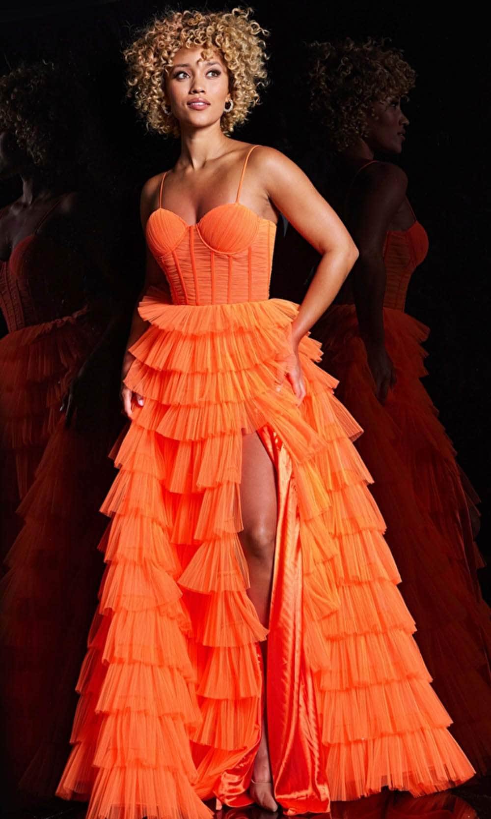 Jovani 38277 - Tulle Tiered A-line Gown Prom Dresses