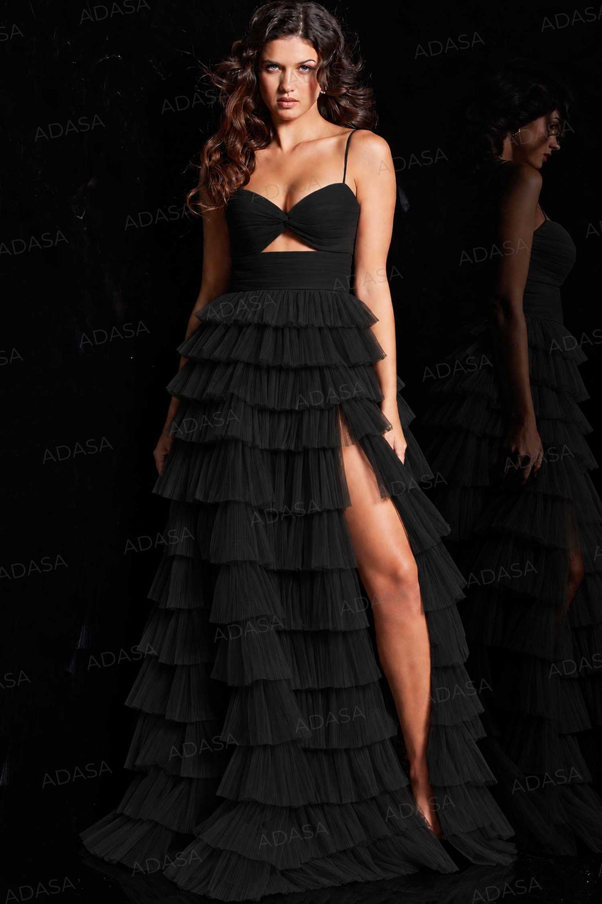 Jovani 38290 - Bandeau Cutout Ruffle Prom Dress