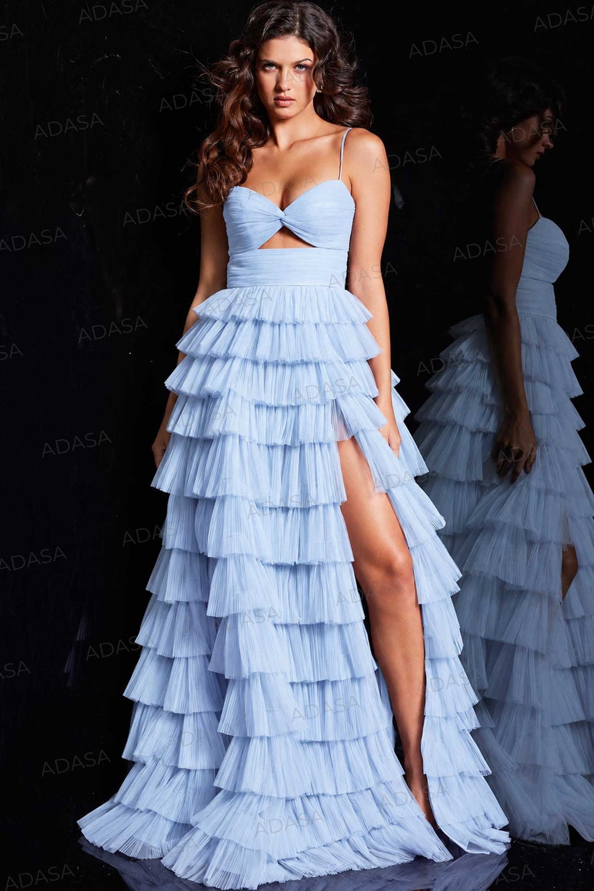 Jovani 38290 - Bandeau Cutout Ruffle Prom Dress