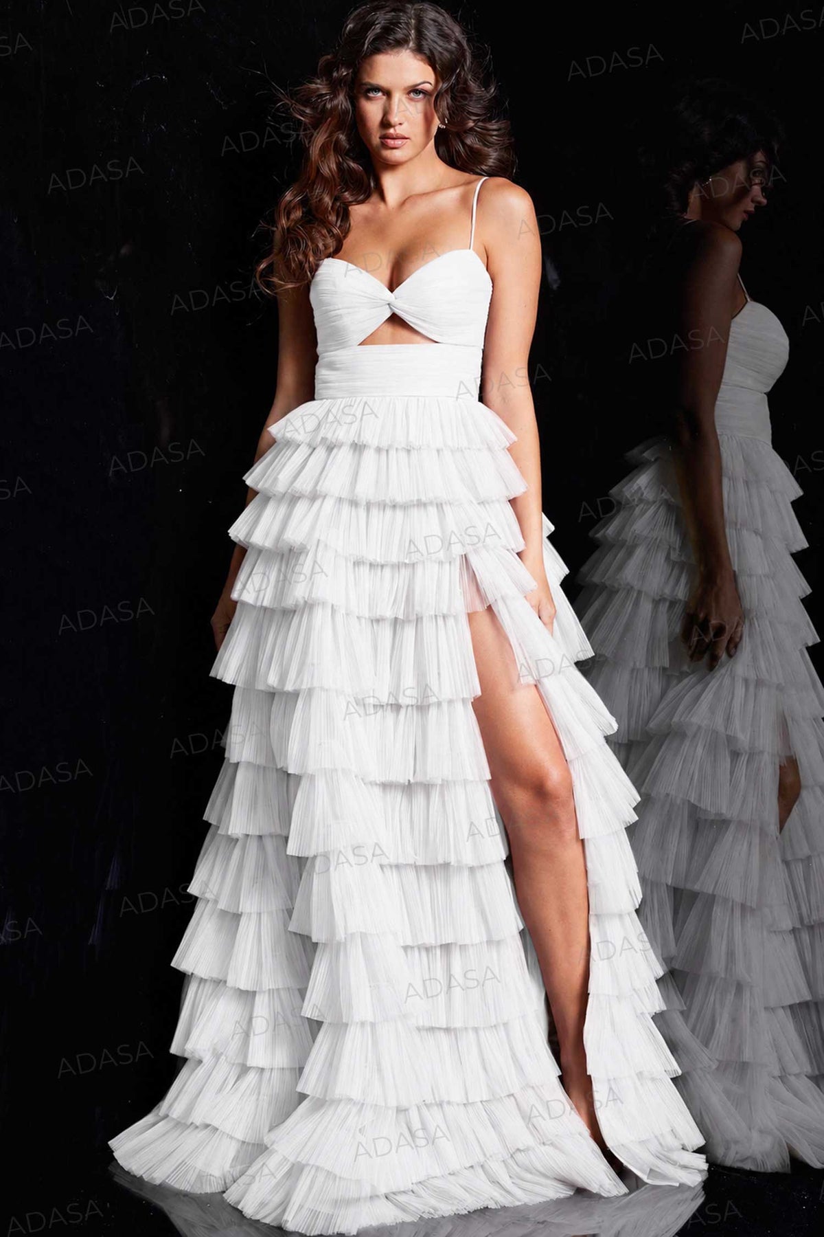 Jovani 38290 - Bandeau Cutout Ruffle Prom Dress
