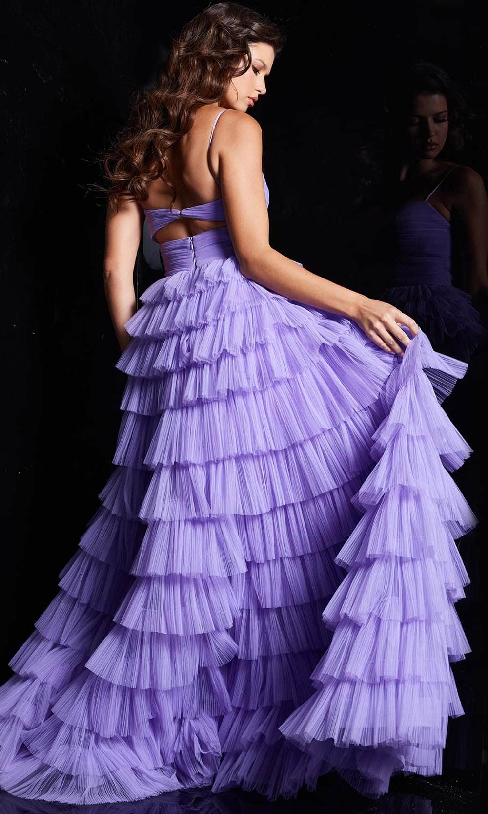 Jovani 38290 - Ruffled Tulle Prom Dress With Slit Special Occasion Dress