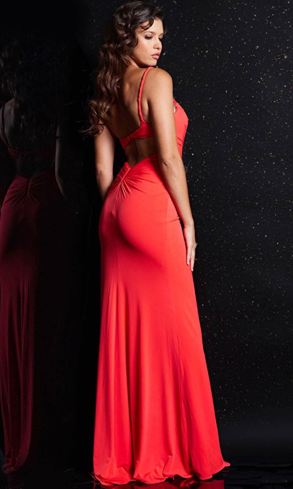 Jovani 38309 - Spaghetti Strap Cutout Jersey Dress Prom Dresses