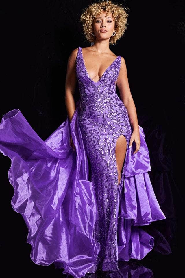Jovani 38336 - V-Neck Sequin Embellished Dress Special Occasion Dress