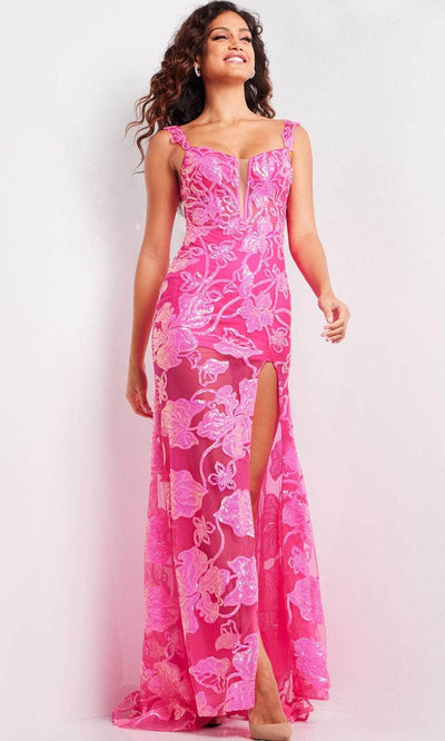 Jovani 38462 - V-Notch High Slit Prom Dress Prom Dresses