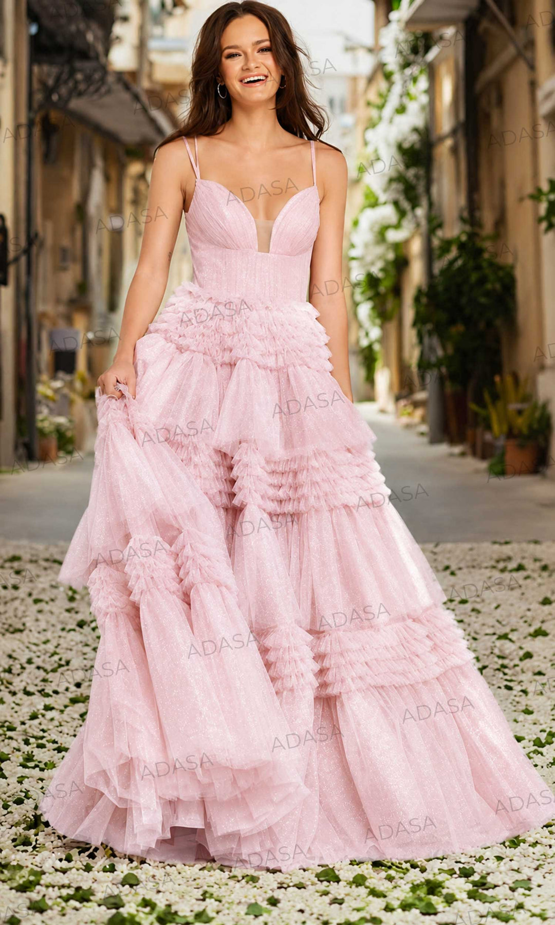 Jovani 38477 - Tiered Skirt Long Gown