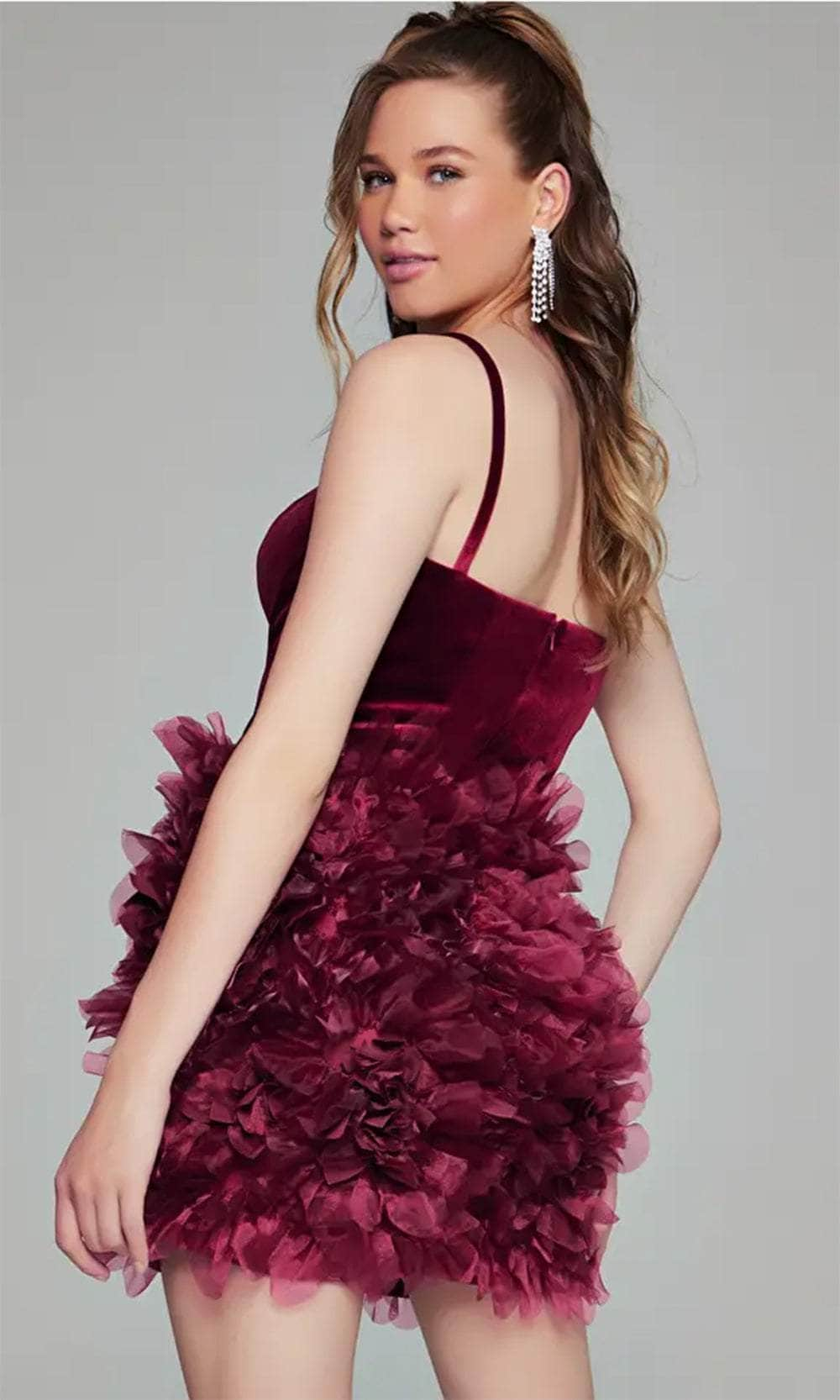 Jovani 38495 - Straight Across Velvet Cocktail Dress Special Occasion Dresses