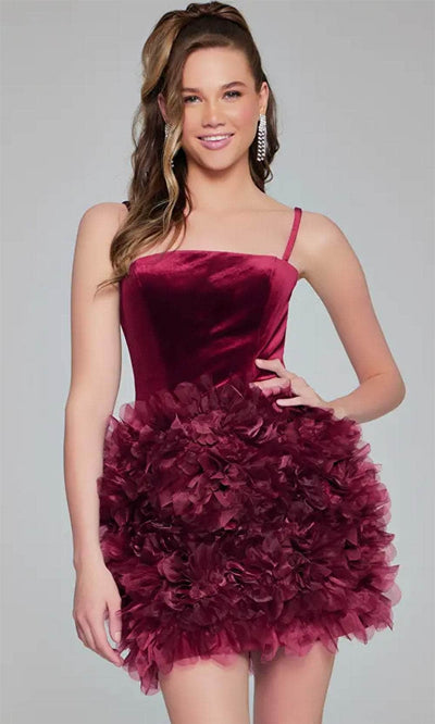 Jovani 38495 - Straight Across Velvet Cocktail Dress Special Occasion Dresses