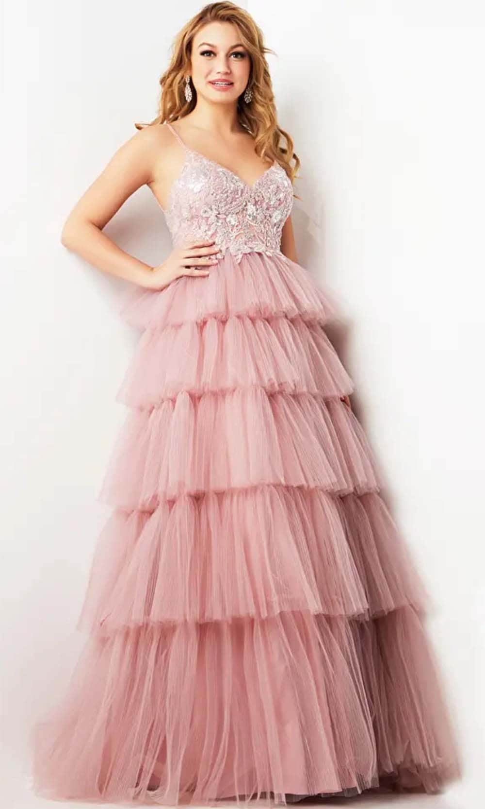 Jovani 38577 - Embellished Sweetheart Neck Gown Prom Dresses Dresses 00 / Dusty Pink