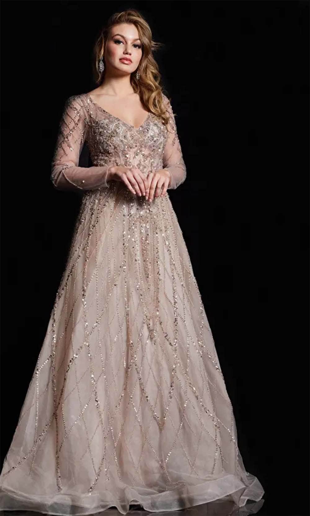 Jovani 38589 - V-Neck A-Line Gown Prom  Dresses