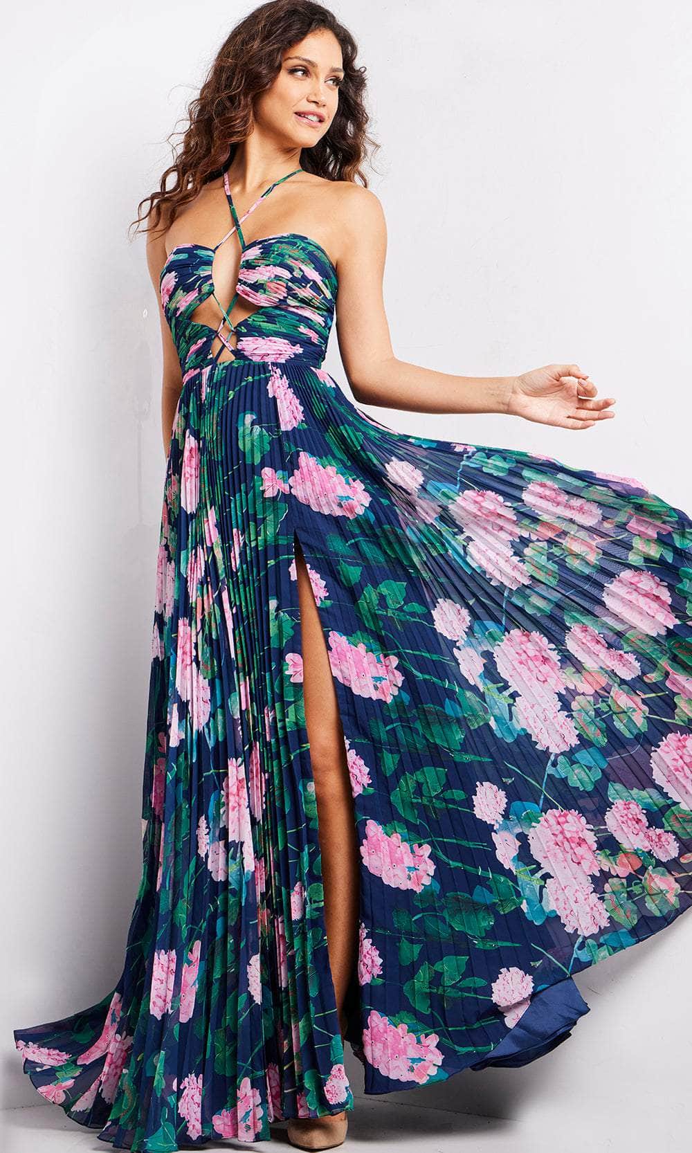 Jovani 38638 - Floral Printed A-line Dress Evening Dresses