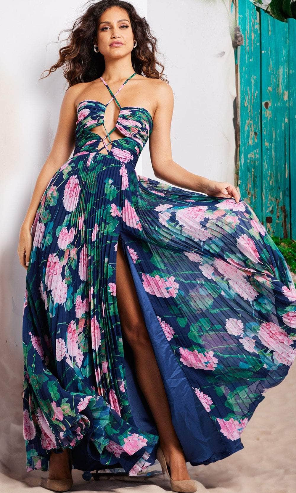 Jovani 38638 - Floral Printed A-line Dress Evening Dresses