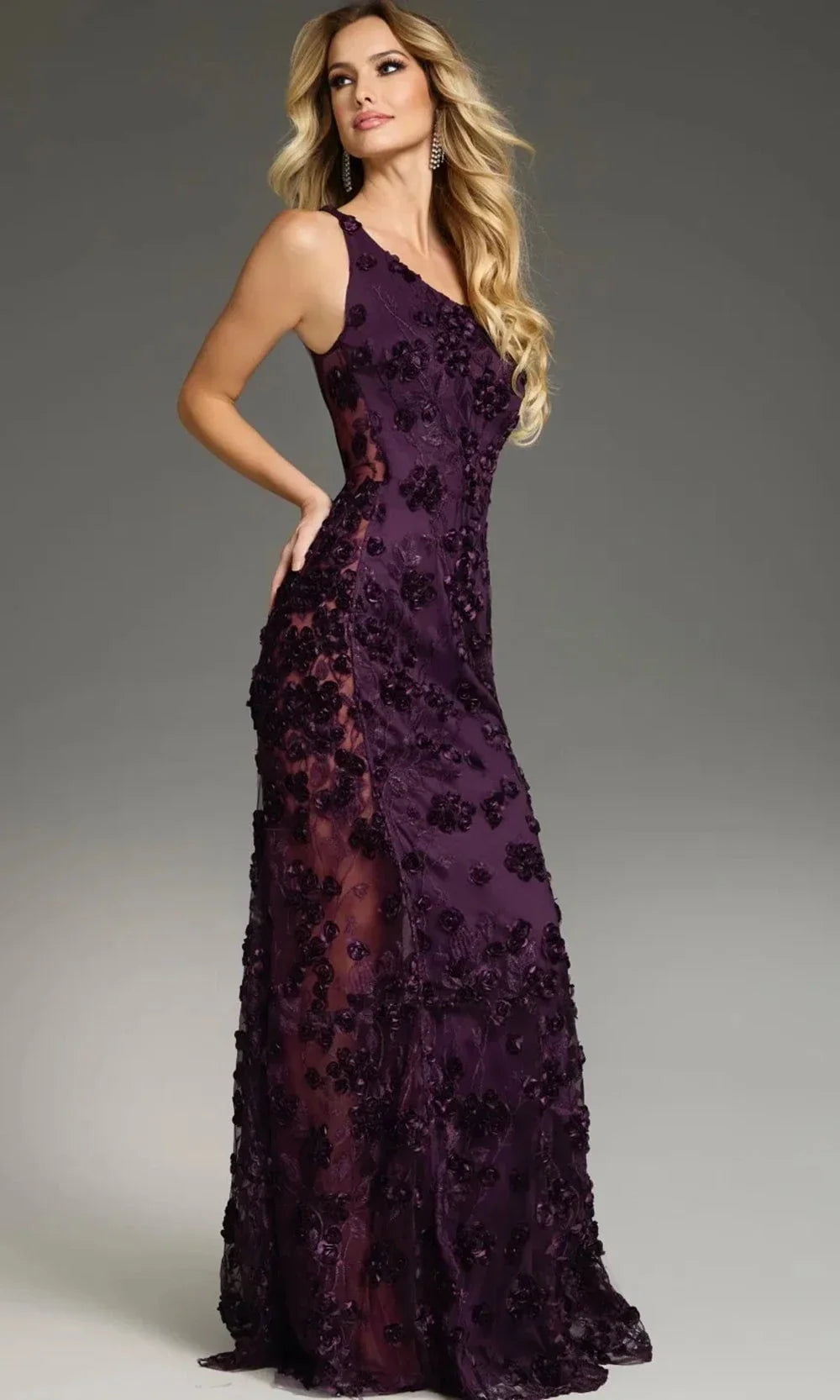 Jovani 38684 - Fitted Floral Sheath Gown Prom Dresses