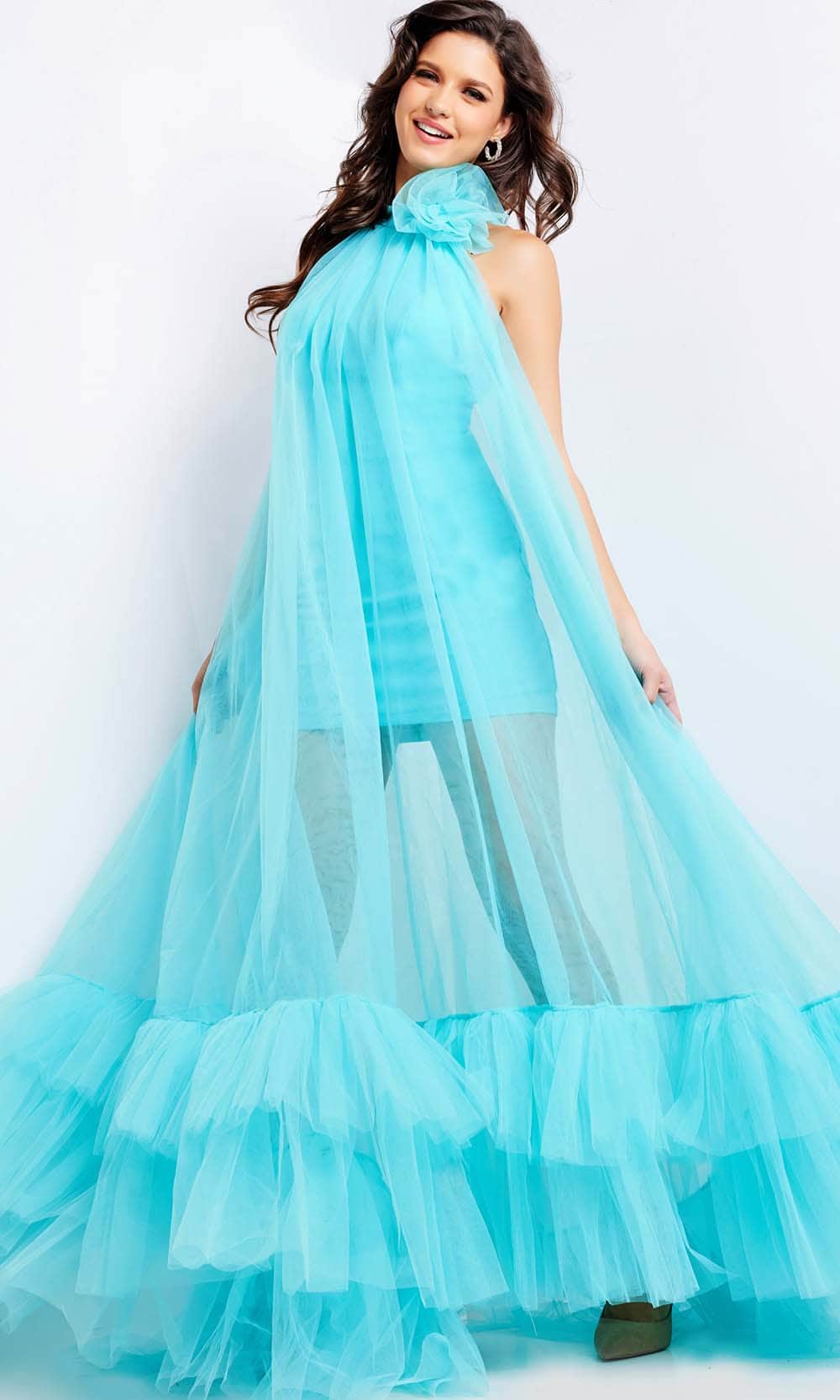 Jovani 38720 - Floral Applique Tulle Prom Dress Special Occasion Dress