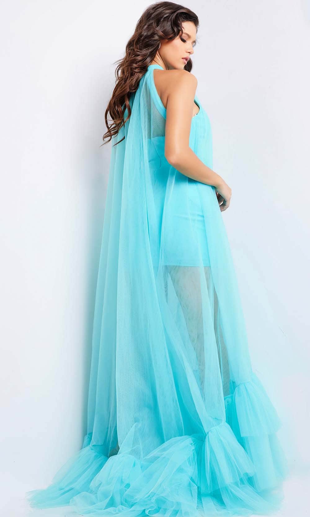 Jovani 38720 - Floral Applique Tulle Prom Dress Special Occasion Dress