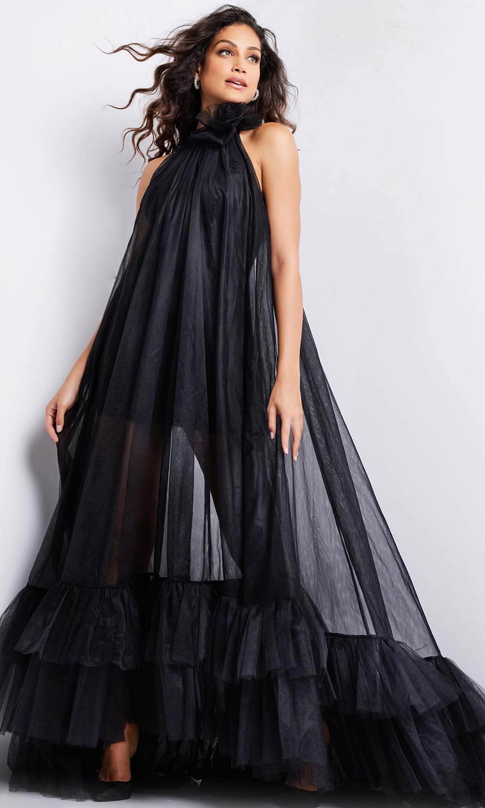 Jovani 38720 - Floral Applique Tulle Prom Dress Special Occasion Dress