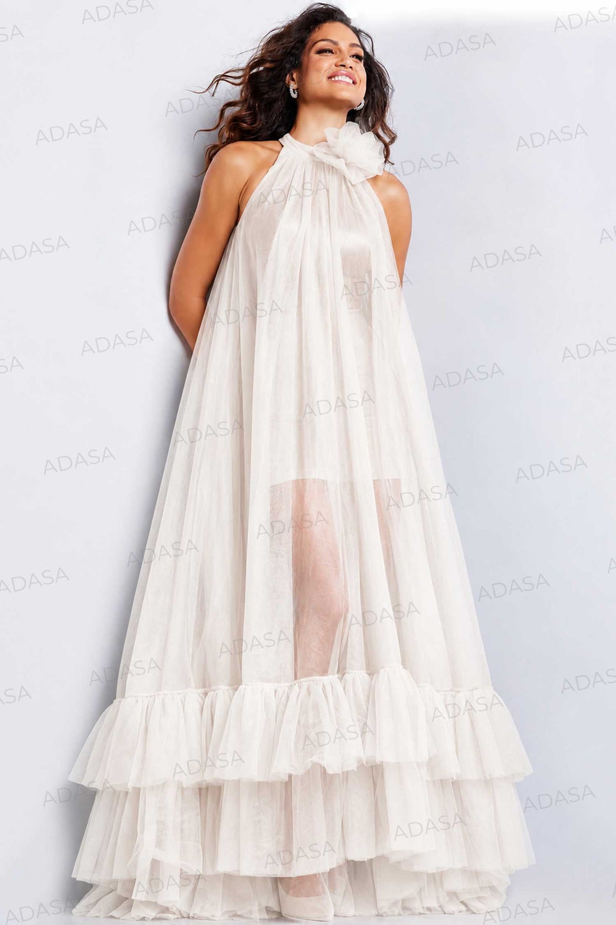 Jovani 38720 - Tulle Overlaid Prom Dress