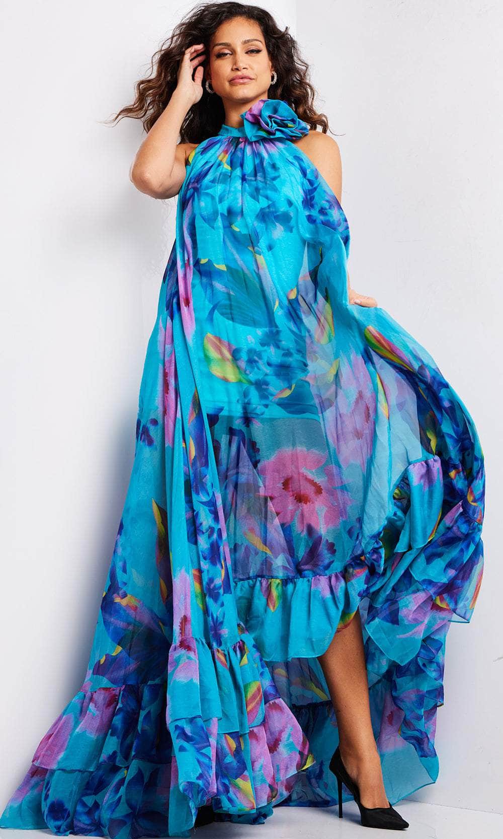 Jovani 38721 - Floral Print Jewel Neck Dress Mother of the Bride Dresses 00 / Print
