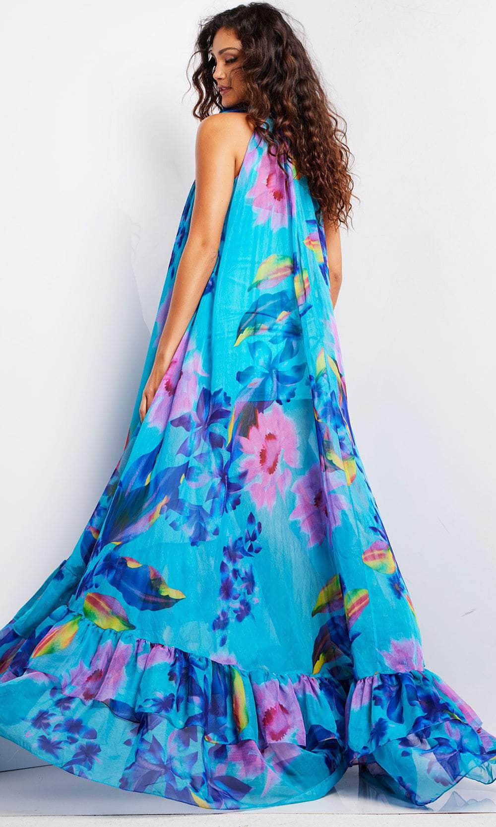 Jovani 38721 - Floral Print Jewel Neck Dress Mother of the Bride Dresses