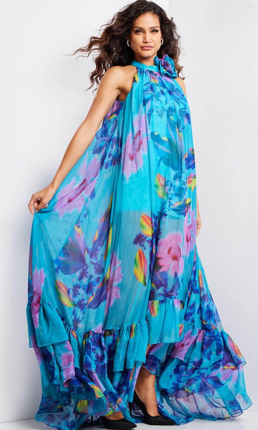 Jovani 38721 - Floral Print Jewel Neck Dress Mother of the Bride Dresses