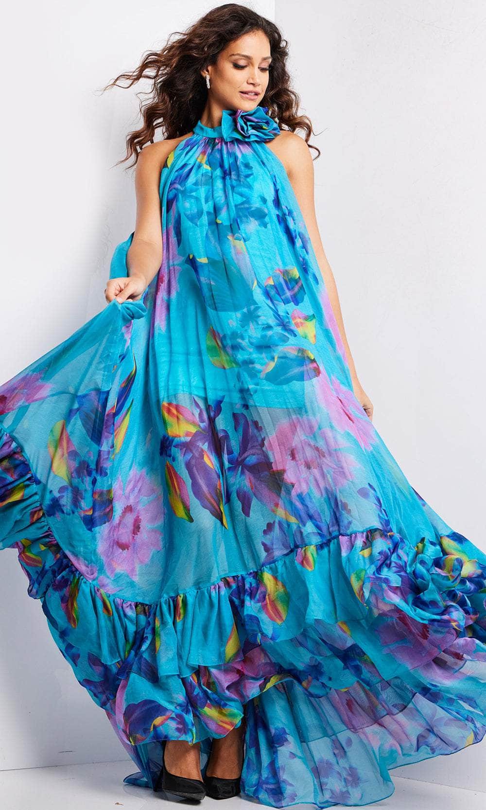 Jovani 38721 - Floral Print Jewel Neck Dress Mother of the Bride Dresses