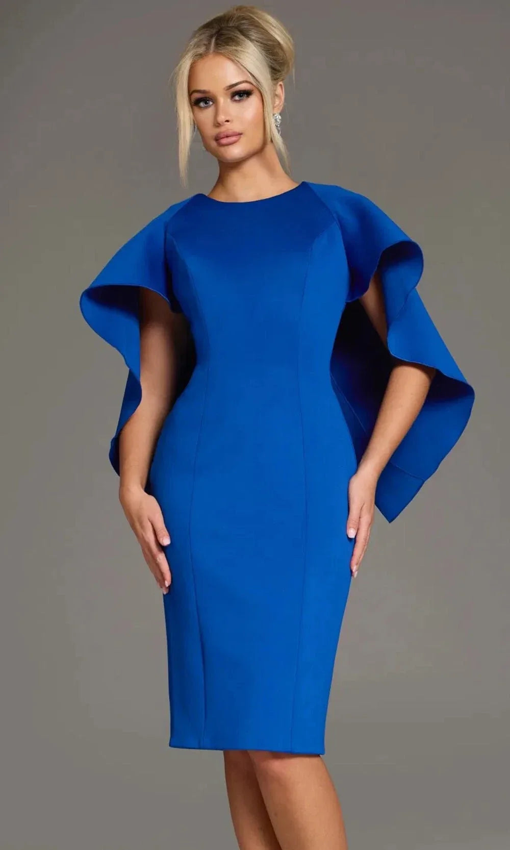Jovani 38824 Bow Cape Back Cocktail Dress