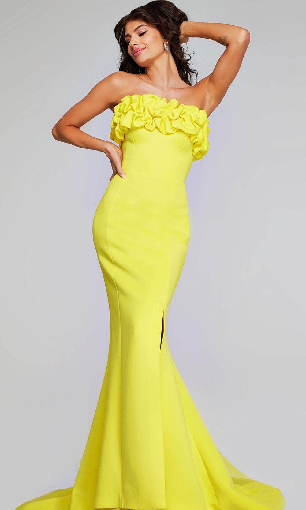 Jovani 38922 - Ruffle Trimmed Mermaid Gown Special Occasion Dresses 00 /  Yellow