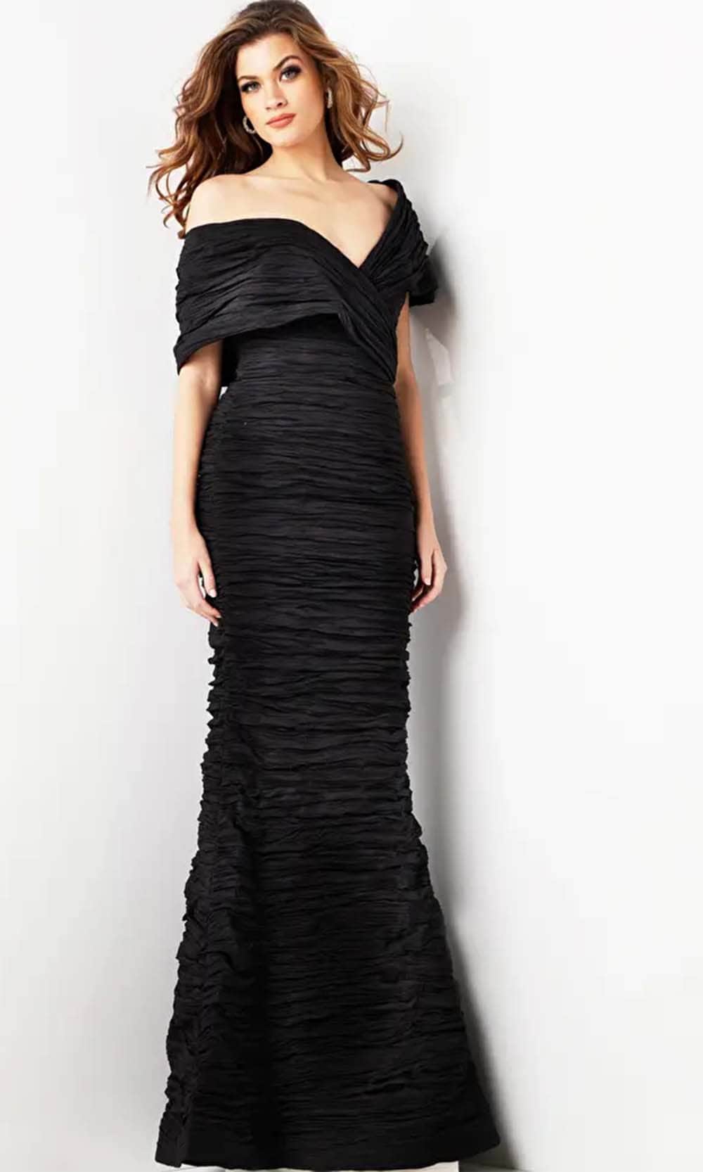 Jovani 38954 - Off-Shoulder V-Shaped Back Prom Dress Prom Dresses