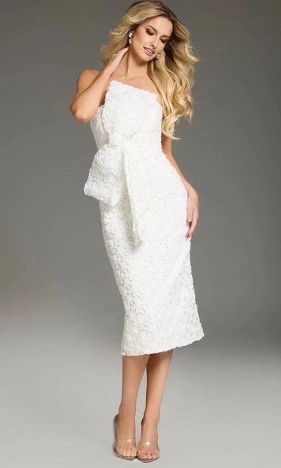 Jovani 39076 - 3D Embroidered Bow Detail Cocktail Dress Semi Formal