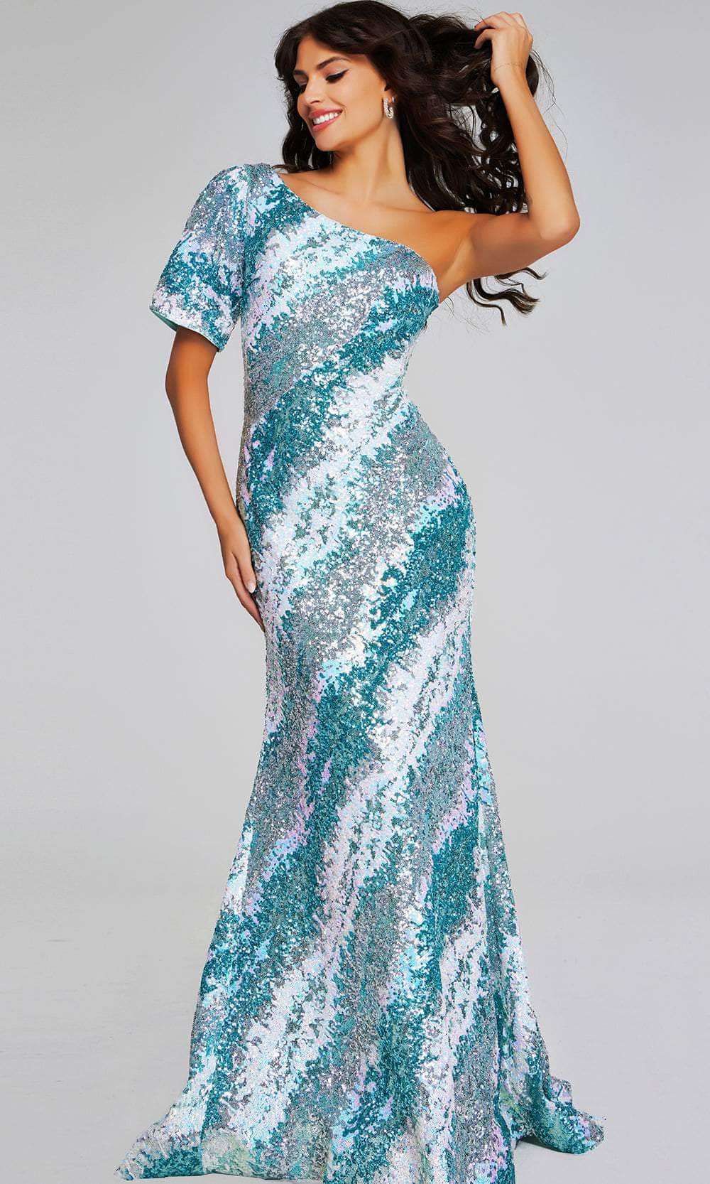 Jovani 39077 - Short Sleeve Mermaid Evening Gown Special Occasion Dresses