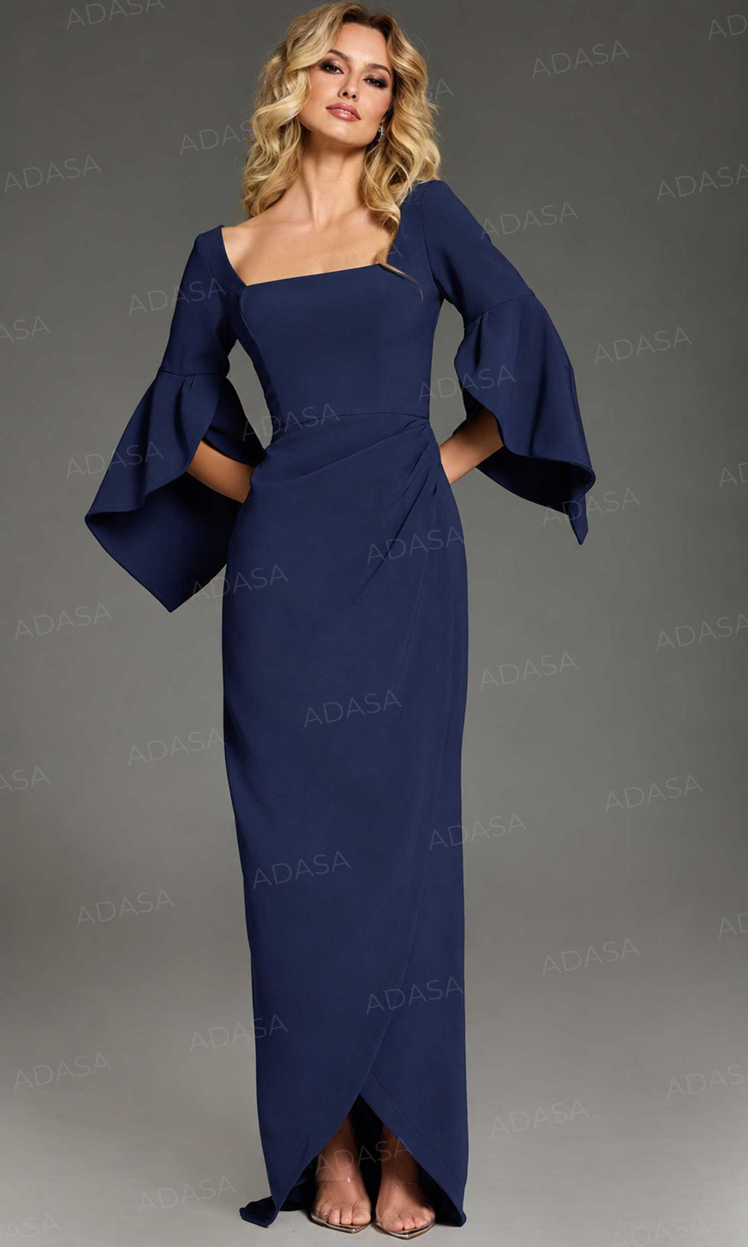 Jovani 39082 - Ruched Square Neck Prom Gown