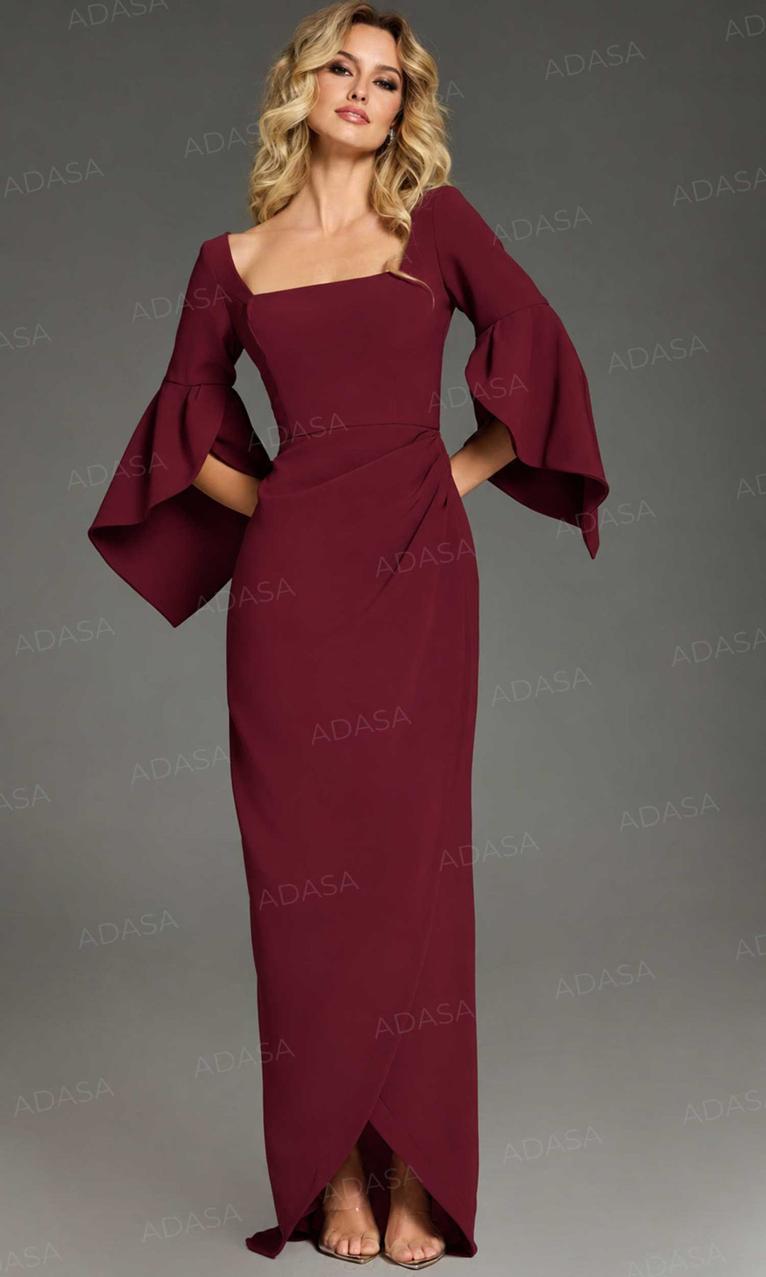 Jovani 39082 - Ruched Square Neck Prom Gown