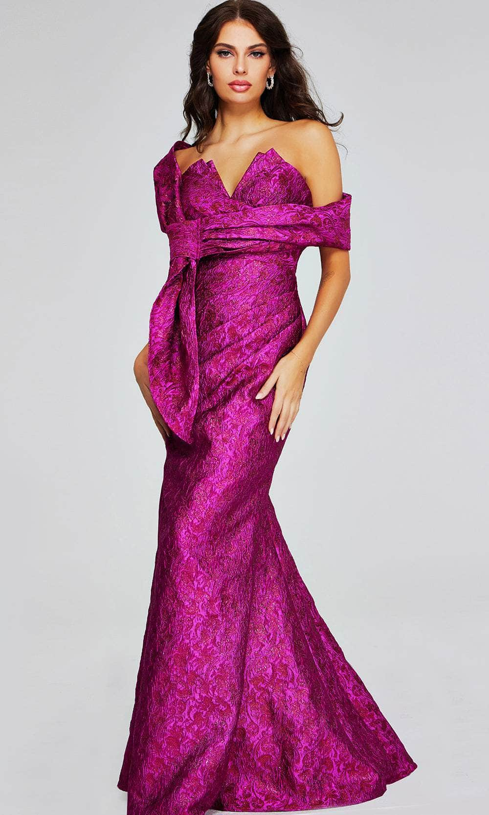 Jovani 39114 - Vibrant Mermaid Evening Gown Special Occasion Dresses 00 /  Fuchsia