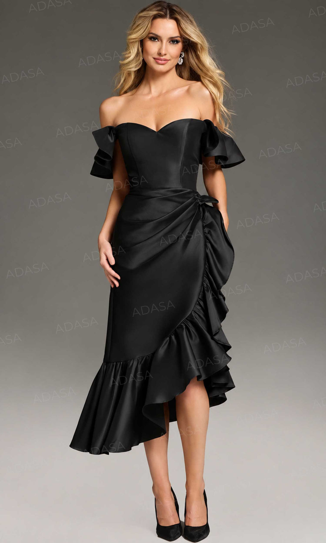 Jovani 39264 - Off-Shoulder Sheath Knee-Length Dress