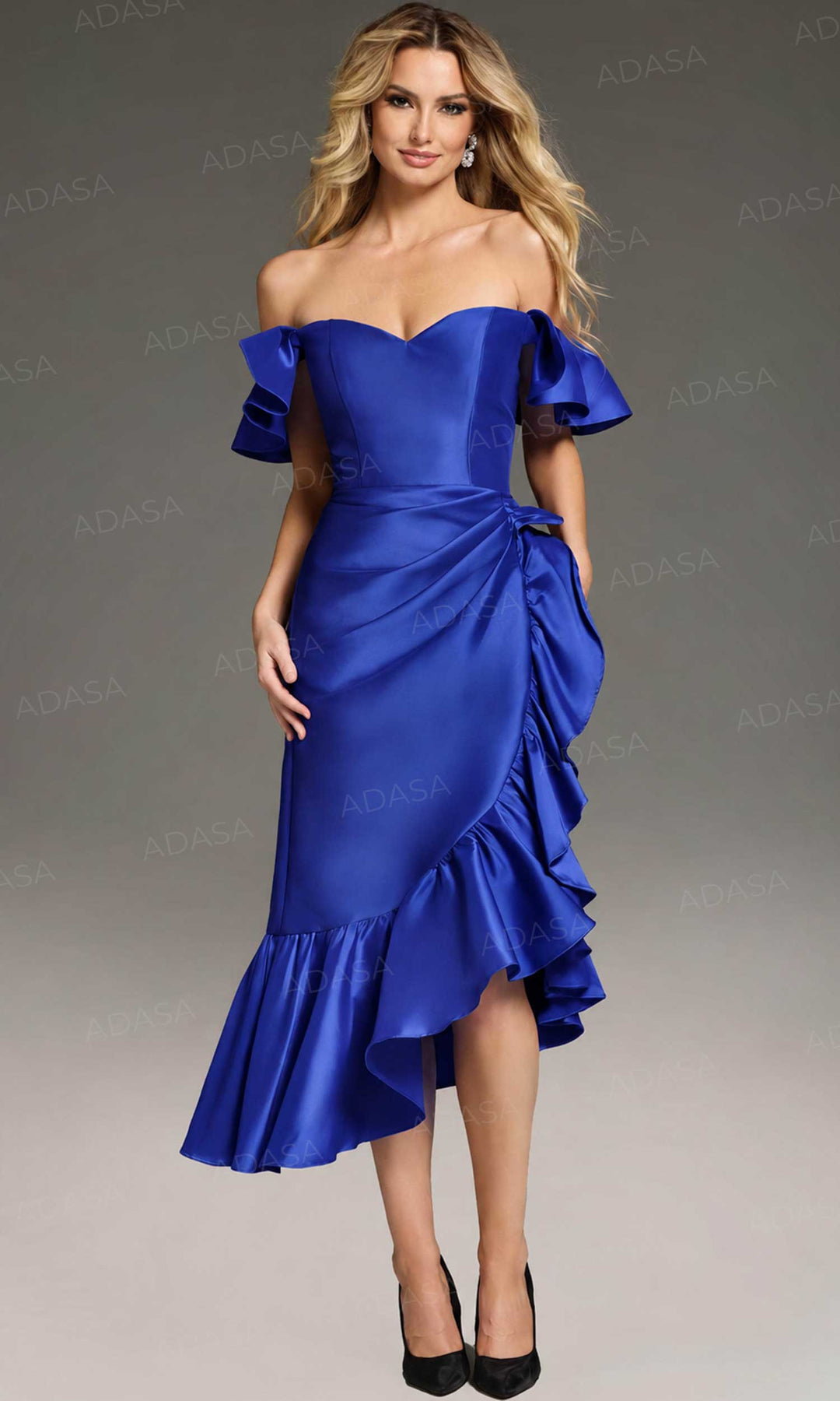 Jovani 39264 - Off-Shoulder Sheath Knee-Length Dress