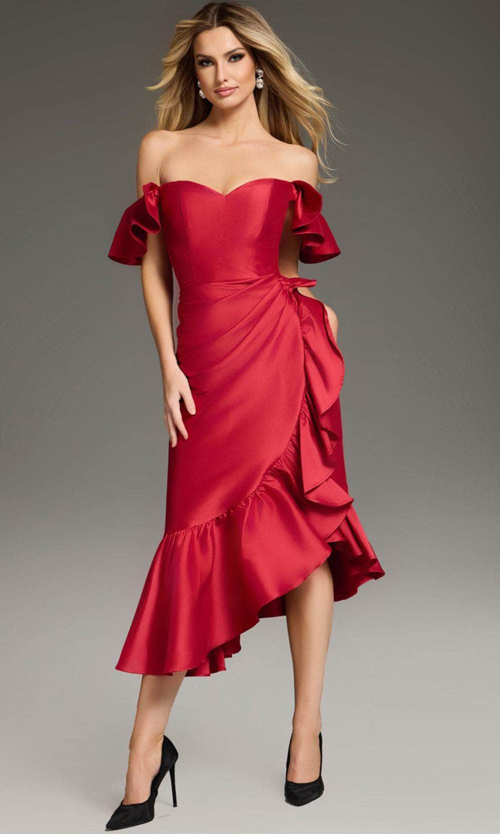 Jovani 39264 - Off-Shoulder Sheath Knee-Length Dress Homecoming Dresses