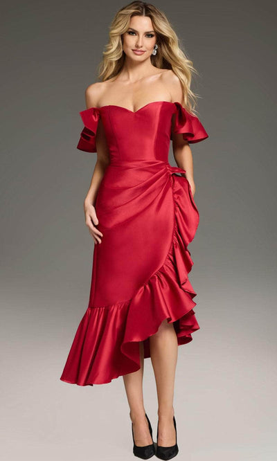 Jovani 39264 - Off-Shoulder Sheath Knee-Length Dress Homecoming Dresses