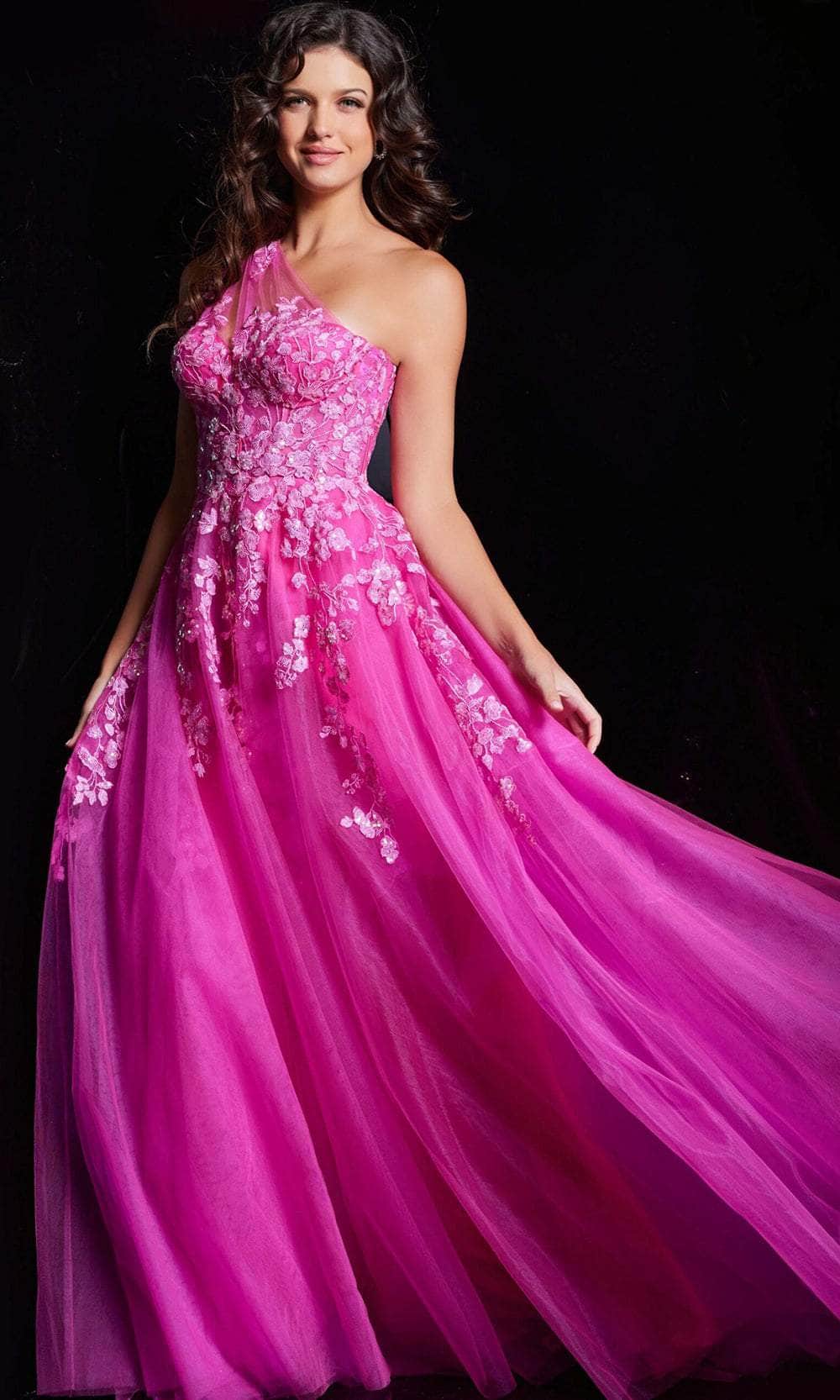 Jovani 39318 - Floral Asymmetrical Prom Dress Special Occasion Dress