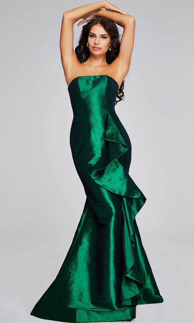 Jovani 39368 - Strapless Mermaid Evening Dress Special Occasion Dresses 00 /  Dark Green