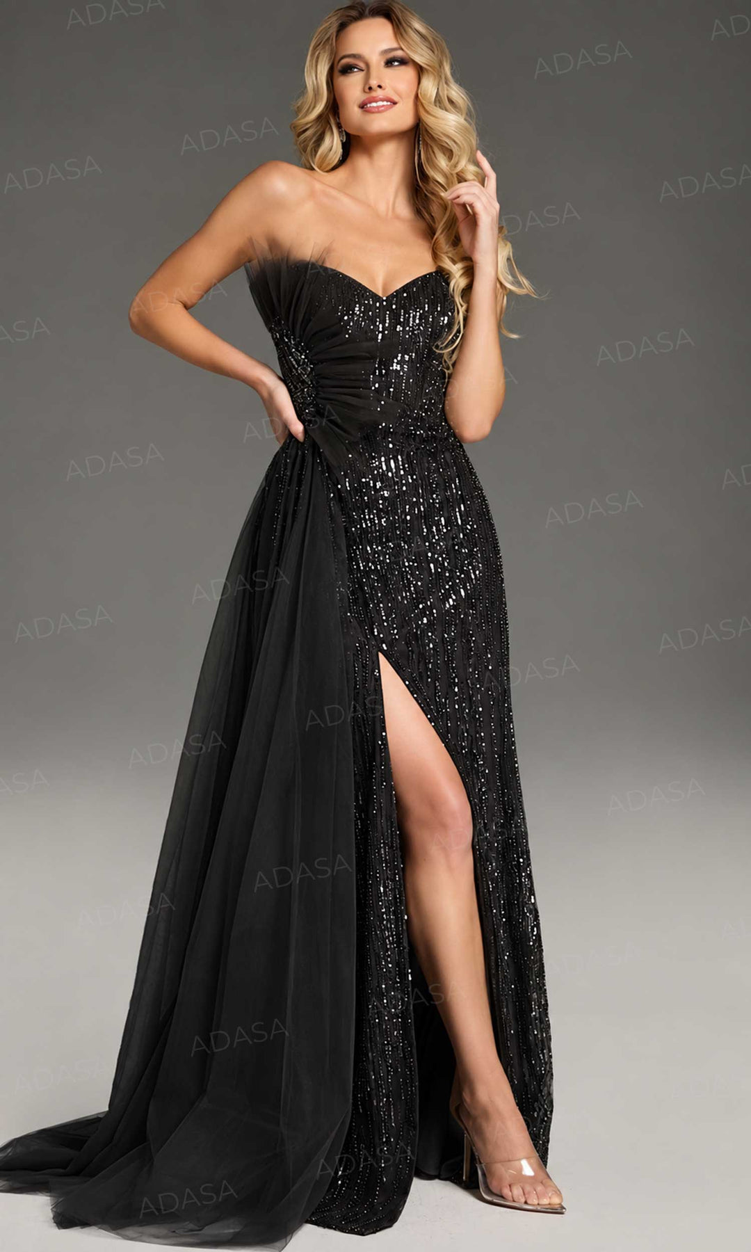 Jovani 39387 - Sequin Strapless Prom Gown