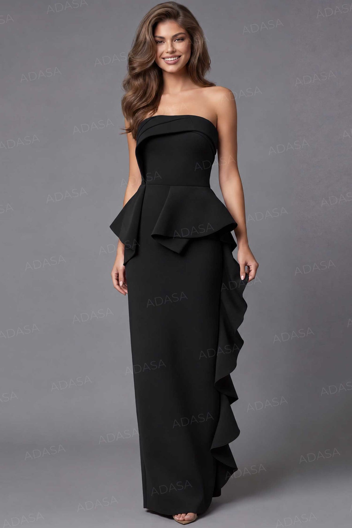 Jovani 39412 - Ruffle Side Fitted Evening Gown