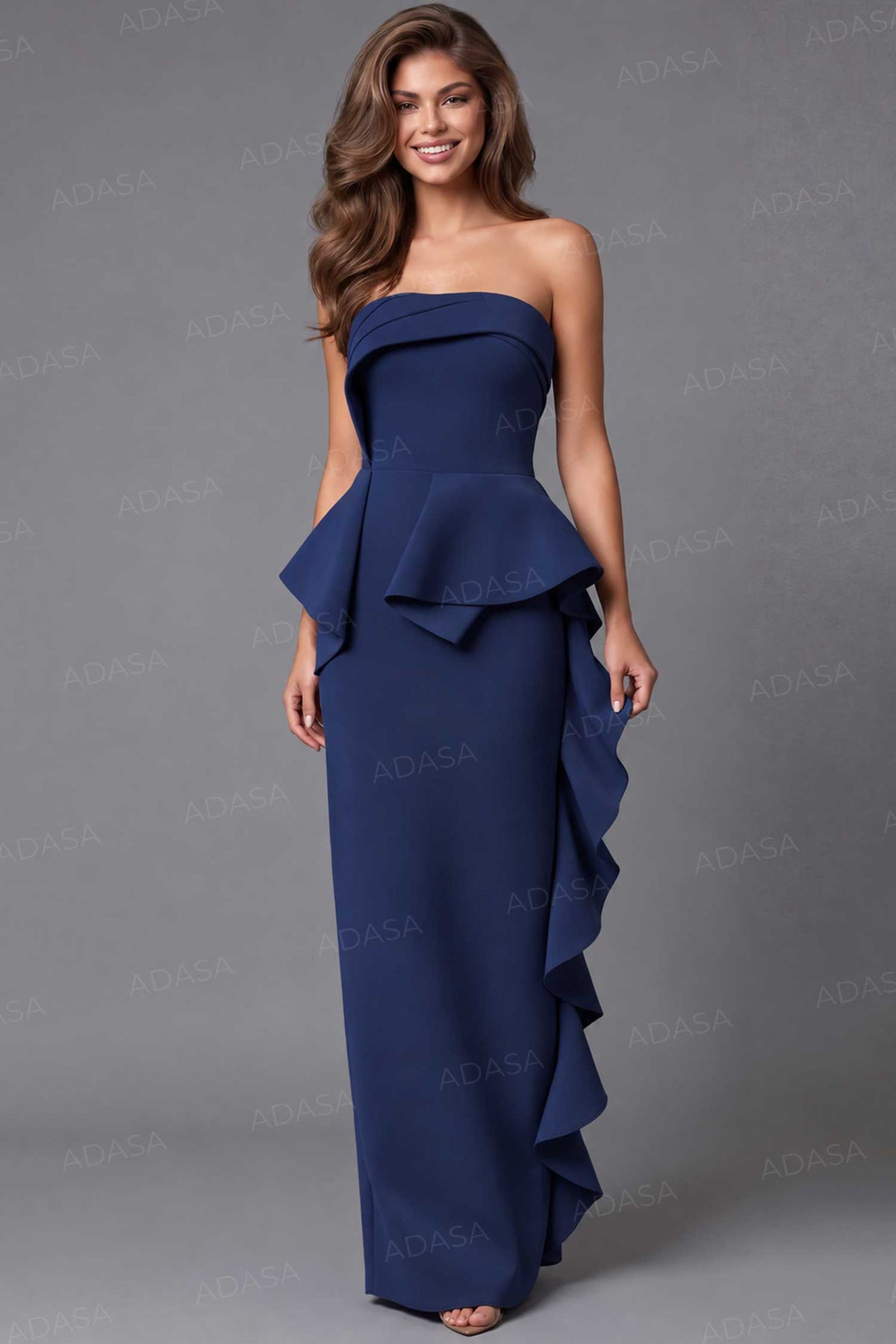 Jovani 39412 - Ruffle Side Fitted Evening Gown