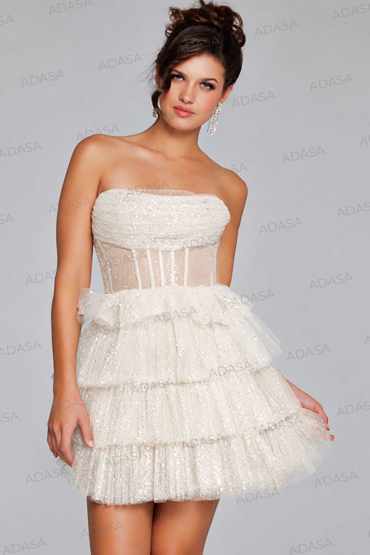Jovani 39666 - Ruffled Tulle Cocktail Dress