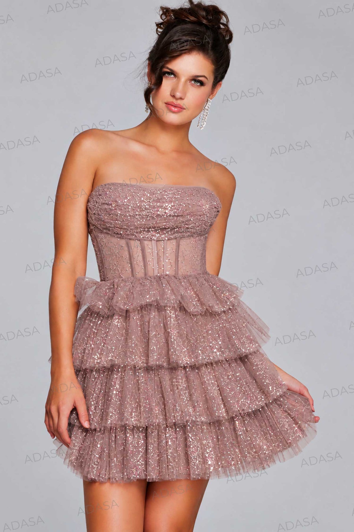 Jovani 39666 - Ruffled Tulle Cocktail Dress